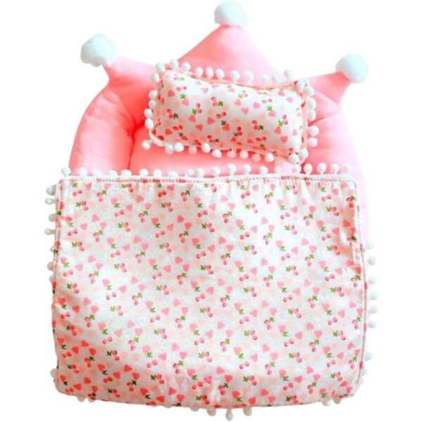 Sharplace Letto per Bambole Rosa con Peluche, Materasso, Cuscino e Trapunta