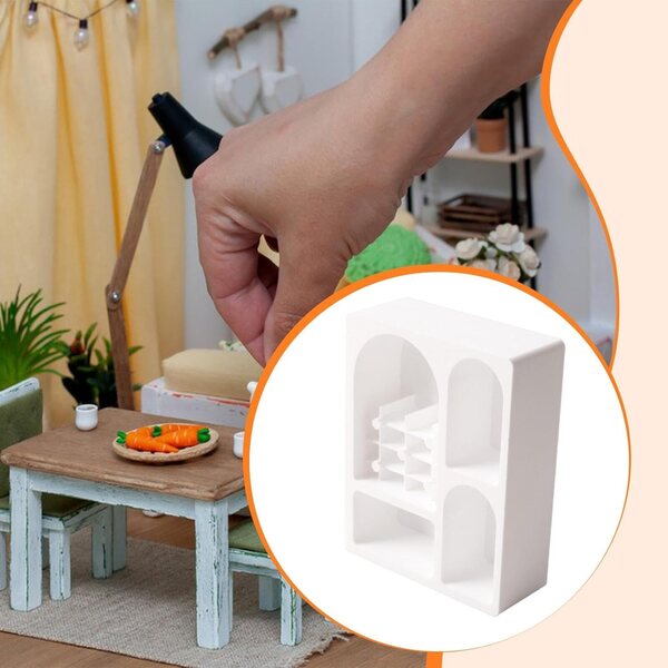 Oshhni 1:12 Miniatur-Bücherregal für Puppenhäuser, weiß ohne Füße, realistisch und kompakt
