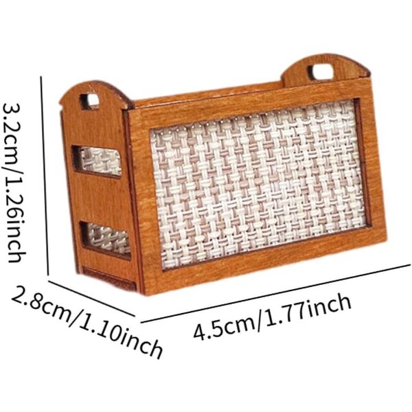 Sharplace Mini Cestino portaoggetti in legno per casa delle bambole 1:12, decorazione classica