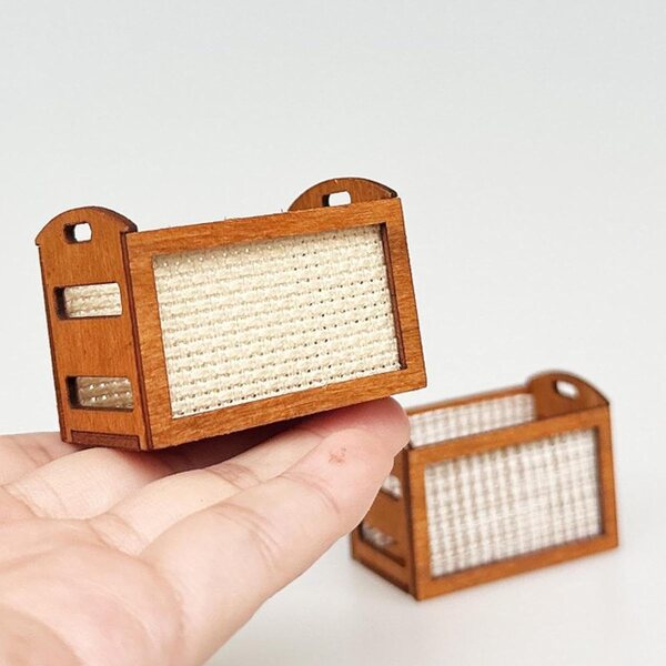 Oshhni Cesto in Legno 1/12 per Casa delle Bambole, Miniatura Decorativa e Portaoggetti
