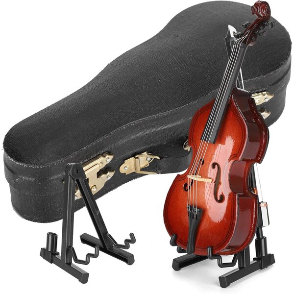 Miniatur-Geige aus Holz mit Ständer und Koffer, dekorative Nachbildung eines Musikinstruments