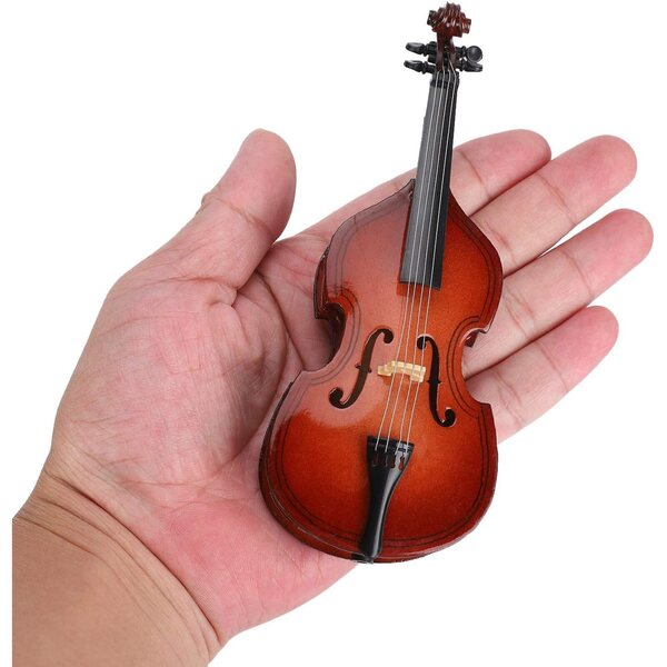 Miniatur-Geige aus Holz mit Ständer und Koffer, dekorative Nachbildung eines Musikinstruments
