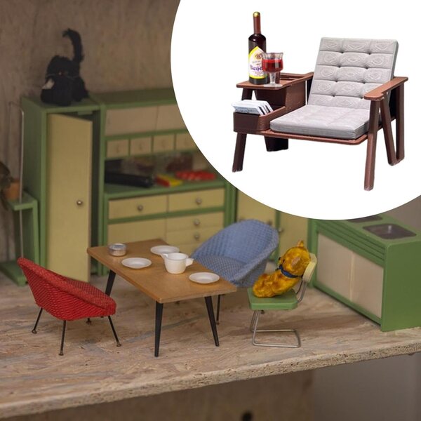 Sharplace Set Miniatura Sedie da Lettura Casa delle Bambole con Libri e Accessori