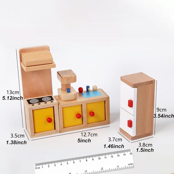 Holzmöbel-Set für Puppenhaus – Mini-Einrichtungszubehör für Kinderspielzimmer