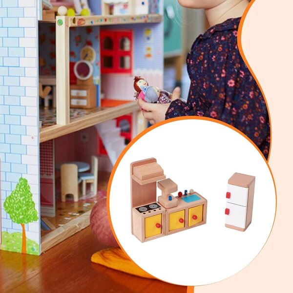 Holzmöbel-Set für Puppenhaus – Mini-Einrichtungszubehör für Kinderspielzimmer