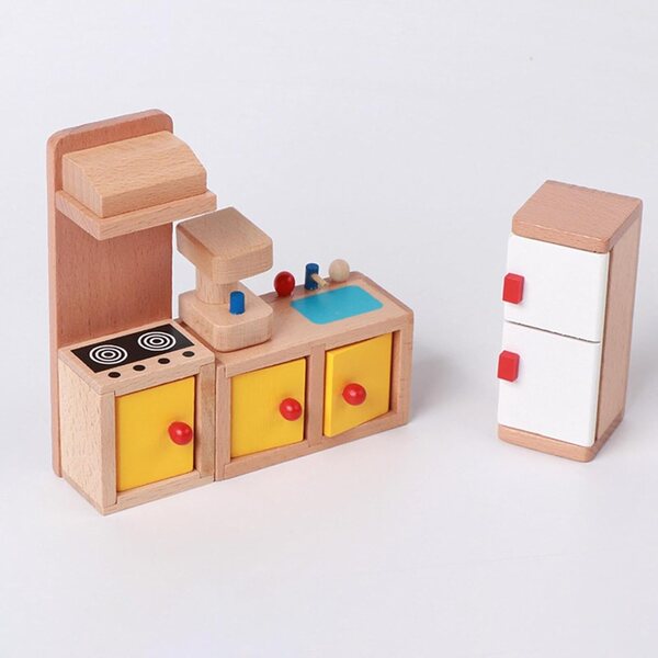 Holzmöbel-Set für Puppenhaus – Mini-Einrichtungszubehör für Kinderspielzimmer