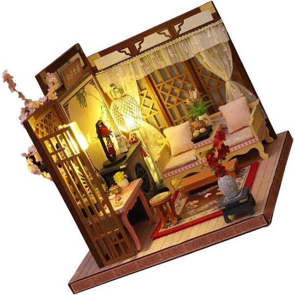 Toyvian Kit Casa Miniatura DIY con Luci LED per Decorazioni e Regalo Creativo