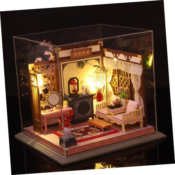 Toyvian Kit Casa Miniatura DIY con Luci LED per Decorazioni e Regalo Creativo