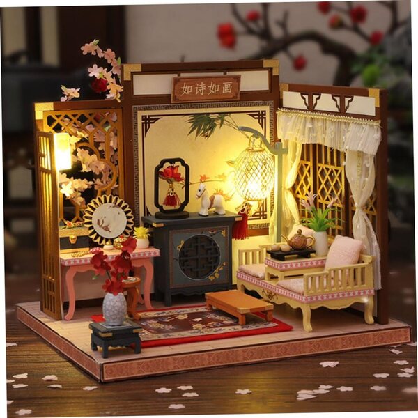 Toyvian Kit Casa Miniatura DIY con Luci LED per Decorazioni e Regalo Creativo