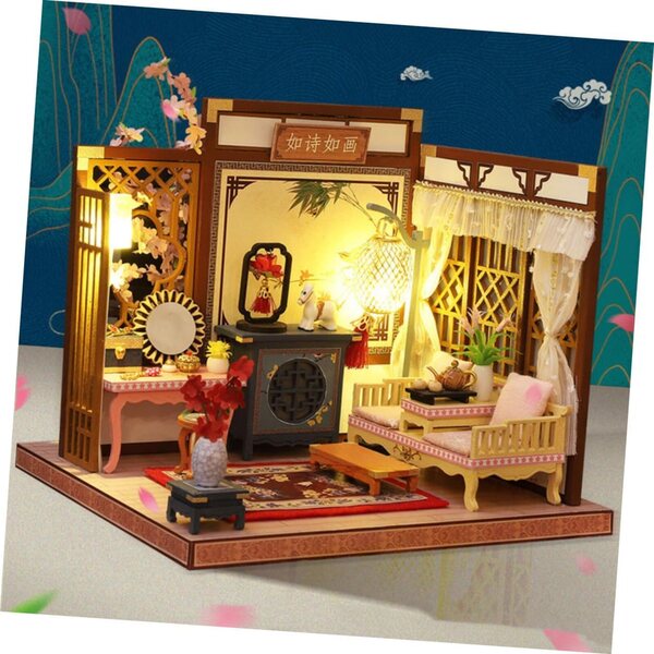 Toyvian Kit Casa Miniatura DIY con Luci LED per Decorazioni e Regalo Creativo