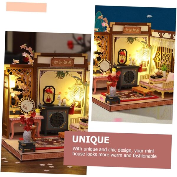 Toyvian Kit Casa Miniatura DIY con Luci LED per Decorazioni e Regalo Creativo