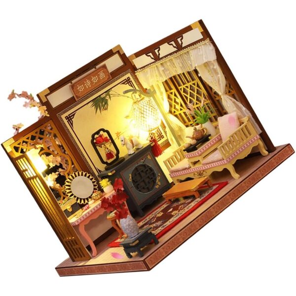 DIY-LED-Mini-Haus-Set aus Holz und Stoff, kreative Dekoration und Geschenk