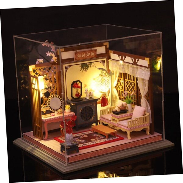 DIY-LED-Mini-Haus-Set aus Holz und Stoff, kreative Dekoration und Geschenk