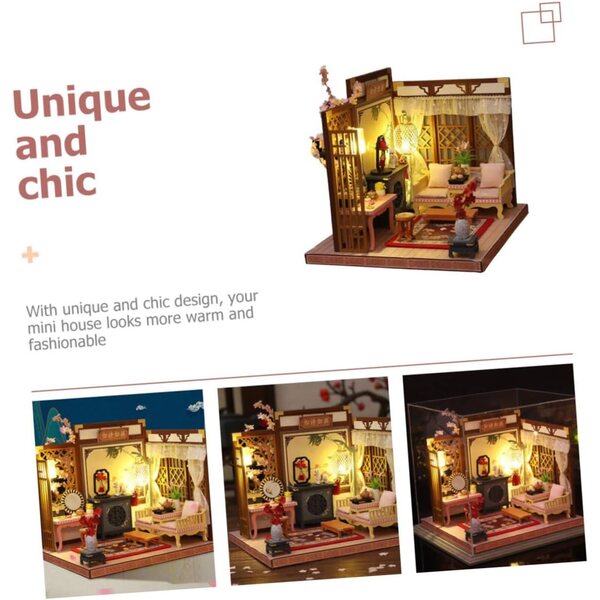 DIY-LED-Mini-Haus-Set aus Holz und Stoff, kreative Dekoration und Geschenk