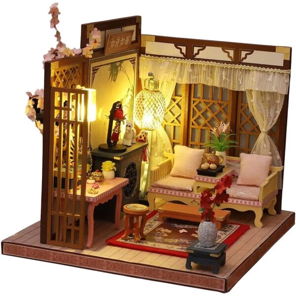 DECHOUS DIY dekoratives Miniaturhaus-Set aus widerstandsfähigem und kreativem Holz