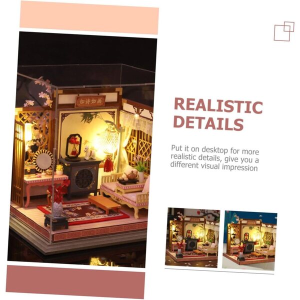 DECHOUS DIY dekoratives Miniaturhaus-Set aus widerstandsfähigem und kreativem Holz