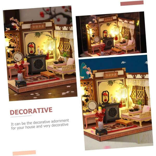 DECHOUS DIY dekoratives Miniaturhaus-Set aus widerstandsfähigem und kreativem Holz