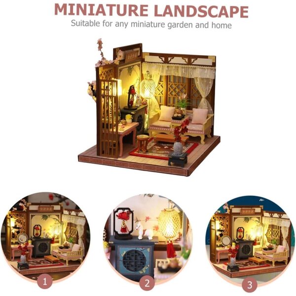 BESPORTBLE Casa delle Bambole Fai da Te in Miniatura con LED e Struttura in Legno