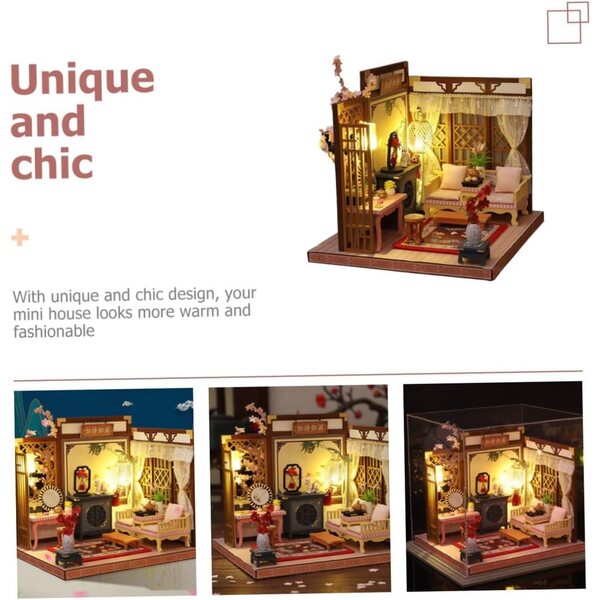 BESPORTBLE Casa delle Bambole Fai da Te in Miniatura con LED e Struttura in Legno