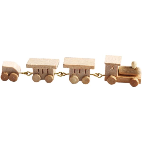 Mini-Holzeisenbahn 1:12 für Puppenhaus – Deko-Set und Kinderspielzeug