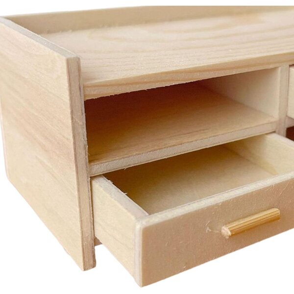 Armadio in Legno Miniatura 1:12 per Casa delle Bambole con Cassetto - Accessorio Camera da Letto