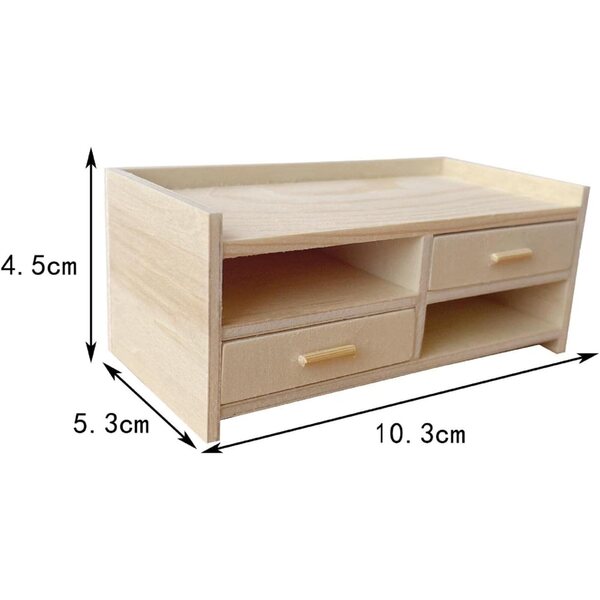 Armadio in Legno Miniatura 1:12 per Casa delle Bambole con Cassetto - Accessorio Camera da Letto