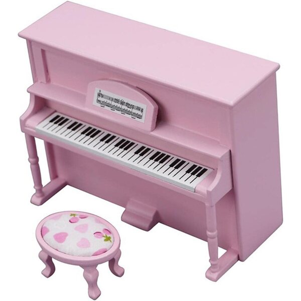 Modello Pianoforte in Miniatura 1:12 con Sedia per Case delle Bambole in Legno