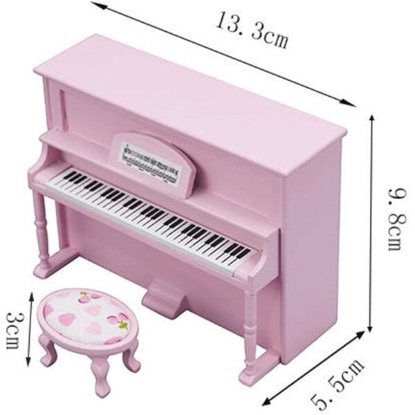 Modello Pianoforte in Miniatura 1:12 con Sedia per Case delle Bambole in Legno