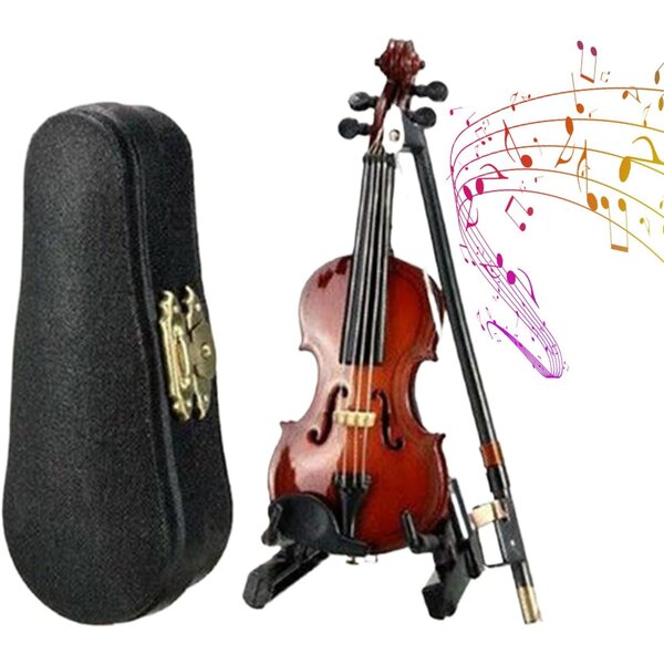 Mini-Geige mit Klang, 12 x 4,1 cm, dekorativer Schlüsselanhänger mit trauriger Musik