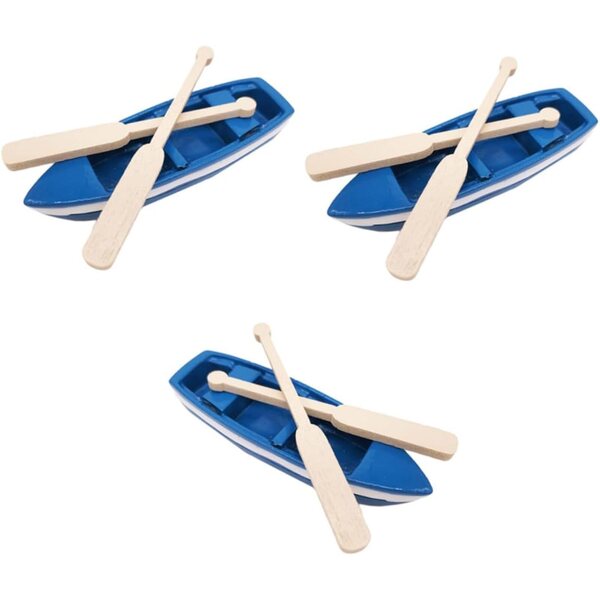 HEMOTON Mini Barche in Legno e Resina con Remi Decorazioni e Ornamenti Creativi