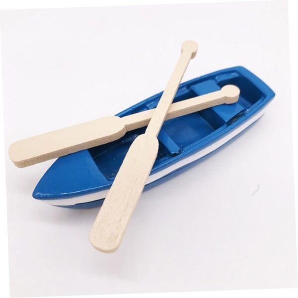 HEMOTON Mini Barche in Legno e Resina con Remi Decorazioni e Ornamenti Creativi