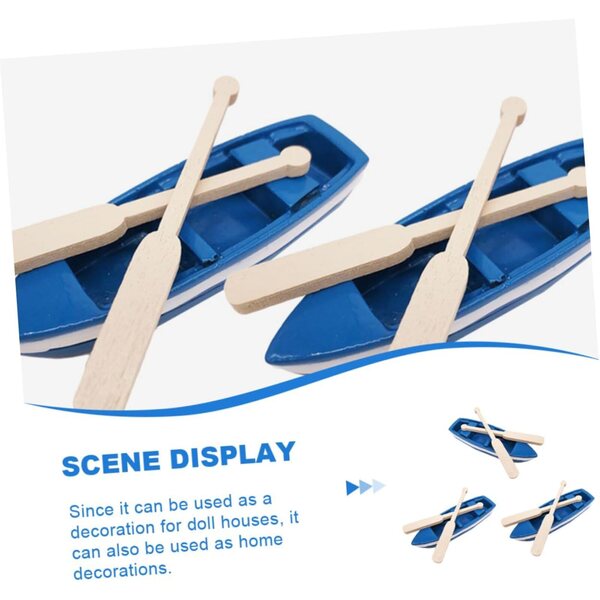 HEMOTON Mini Barche in Legno e Resina con Remi Decorazioni e Ornamenti Creativi