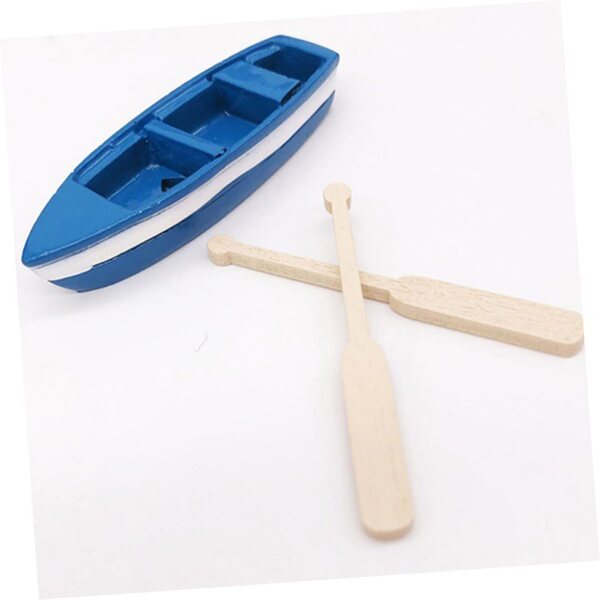 HEMOTON Mini Barche in Legno e Resina con Remi Decorazioni e Ornamenti Creativi