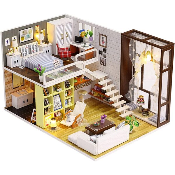 Taidda Kit Casa delle Bambole Miniatura in Legno Romantico, Regalo Creativo per Famiglie