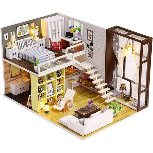 Taidda Kit Casa delle Bambole Miniatura in Legno Romantico, Regalo Creativo per Famiglie