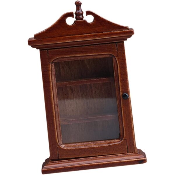 1:12 Mini-Kleiderschrank aus Holz für Puppenhaus mit goldenen Details
