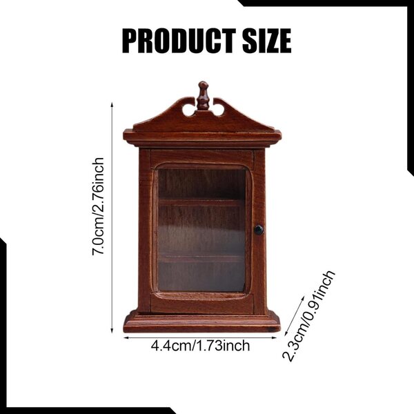 1:12 Mini-Kleiderschrank aus Holz für Puppenhaus mit goldenen Details