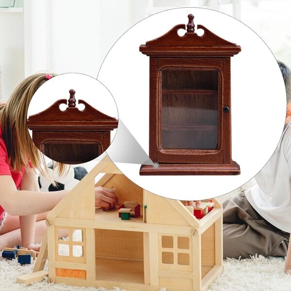 1:12 Mini-Kleiderschrank aus Holz für Puppenhaus mit goldenen Details