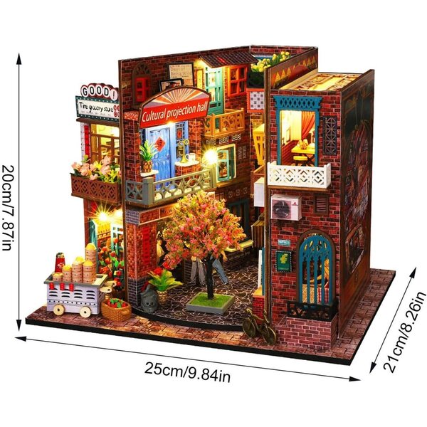 Kit Casa in Miniatura in Legno con LED – Set Fai da Te per Bambole e Hobby Creativi