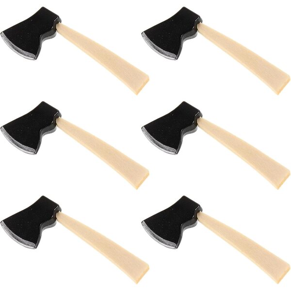 Alasum Set mit 6 Miniatur-Holzäxten für Puppenhäuser, realistisches Gartenzubehör