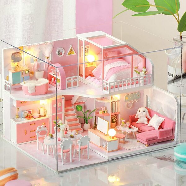 Generisches Miniatur-Puppenhaus mit Musik und LED-Lichtern – einfacher Bausatz