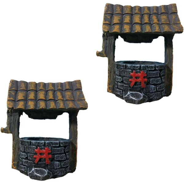 Set 2 Ornamenti in Resina Pozzi dei Desideri Vintage per Giardino e Casa