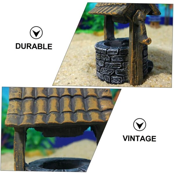 Set 2 Ornamenti in Resina Pozzi dei Desideri Vintage per Giardino e Casa