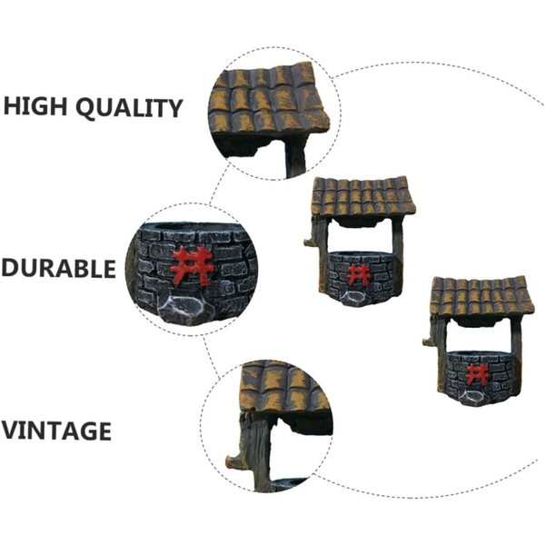 Set 2 Ornamenti in Resina Pozzi dei Desideri Vintage per Giardino e Casa