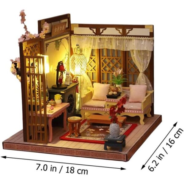 Kit Casa Miniatura Fai da Te con LED, Decorazione Resistente per Scrivania e Cameretta