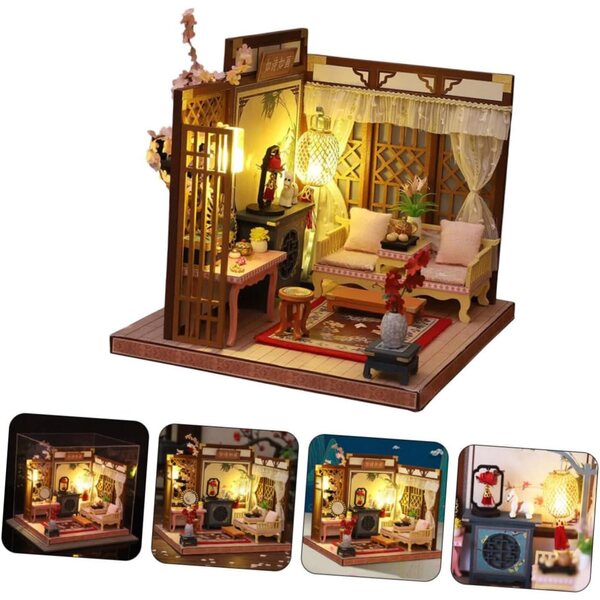 Kit Casa Miniatura Fai da Te con LED, Decorazione Resistente per Scrivania e Cameretta