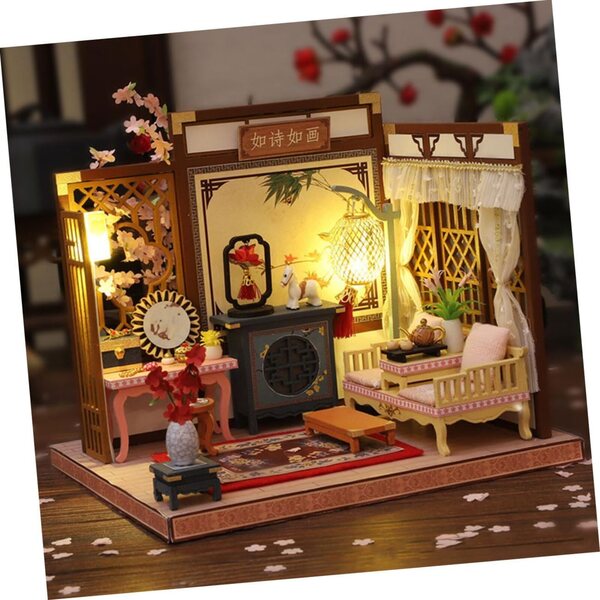 Kit Casa Miniatura Fai da Te con LED, Decorazione Resistente per Scrivania e Cameretta