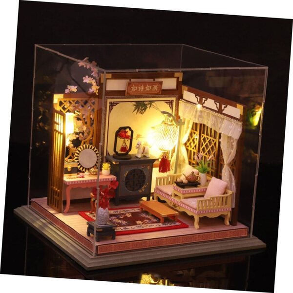 Kit Casa Miniatura Fai da Te con LED, Decorazione Resistente per Scrivania e Cameretta
