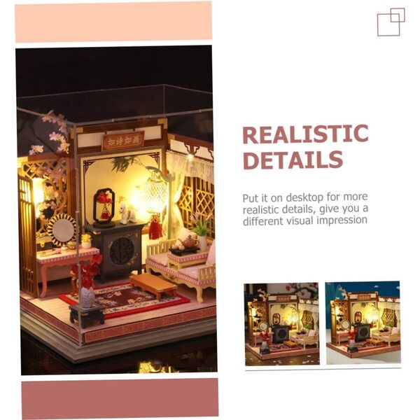ERINGOGO Kit Casa in Miniatura Fai da Te in Legno per Decorazione Elegante e Raffinata