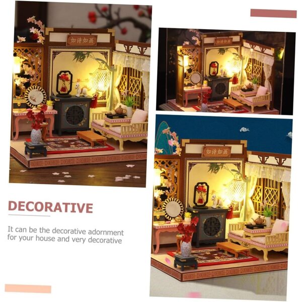 ERINGOGO Kit Casa in Miniatura Fai da Te in Legno per Decorazione Elegante e Raffinata